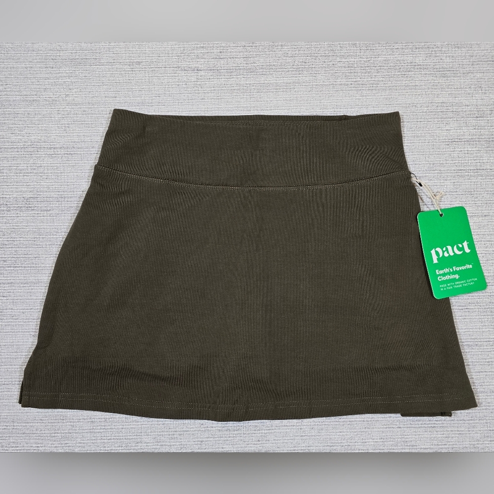 Pact On The Go-To Pocket Skort Skirt Organic Cotton Green Size Small Basic